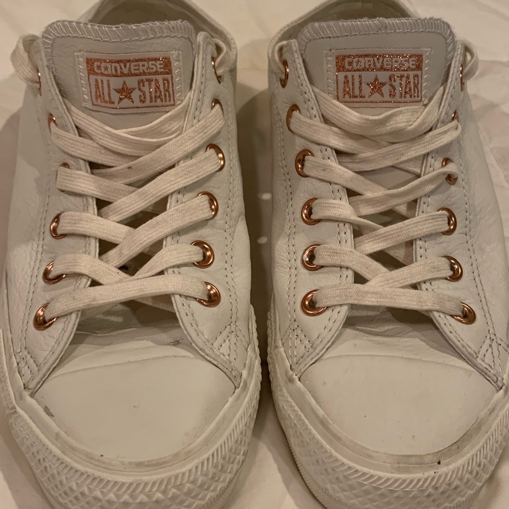 White Leather Converse Shoes Womens Solid White S… - image 2